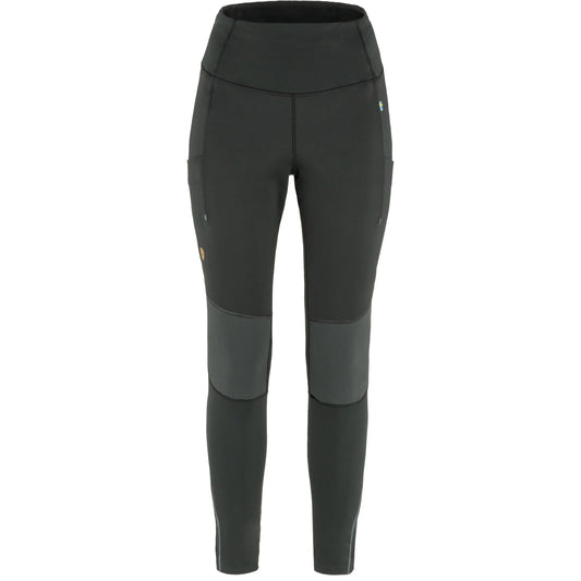 Black leggings with gray accents on a white background